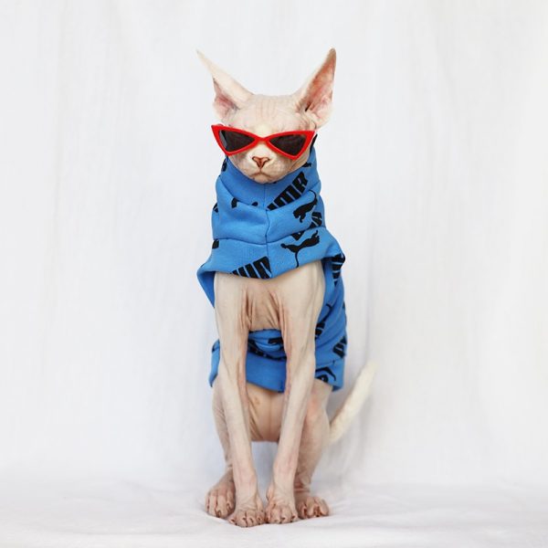 Sphynx One Hole Sweater PUMA Blue Sweater for Sphynx Hairless Cat