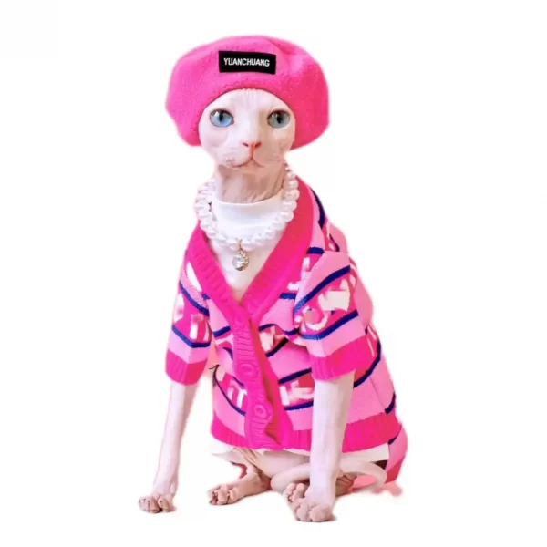 Милые свитера для кошек - розовый комплект