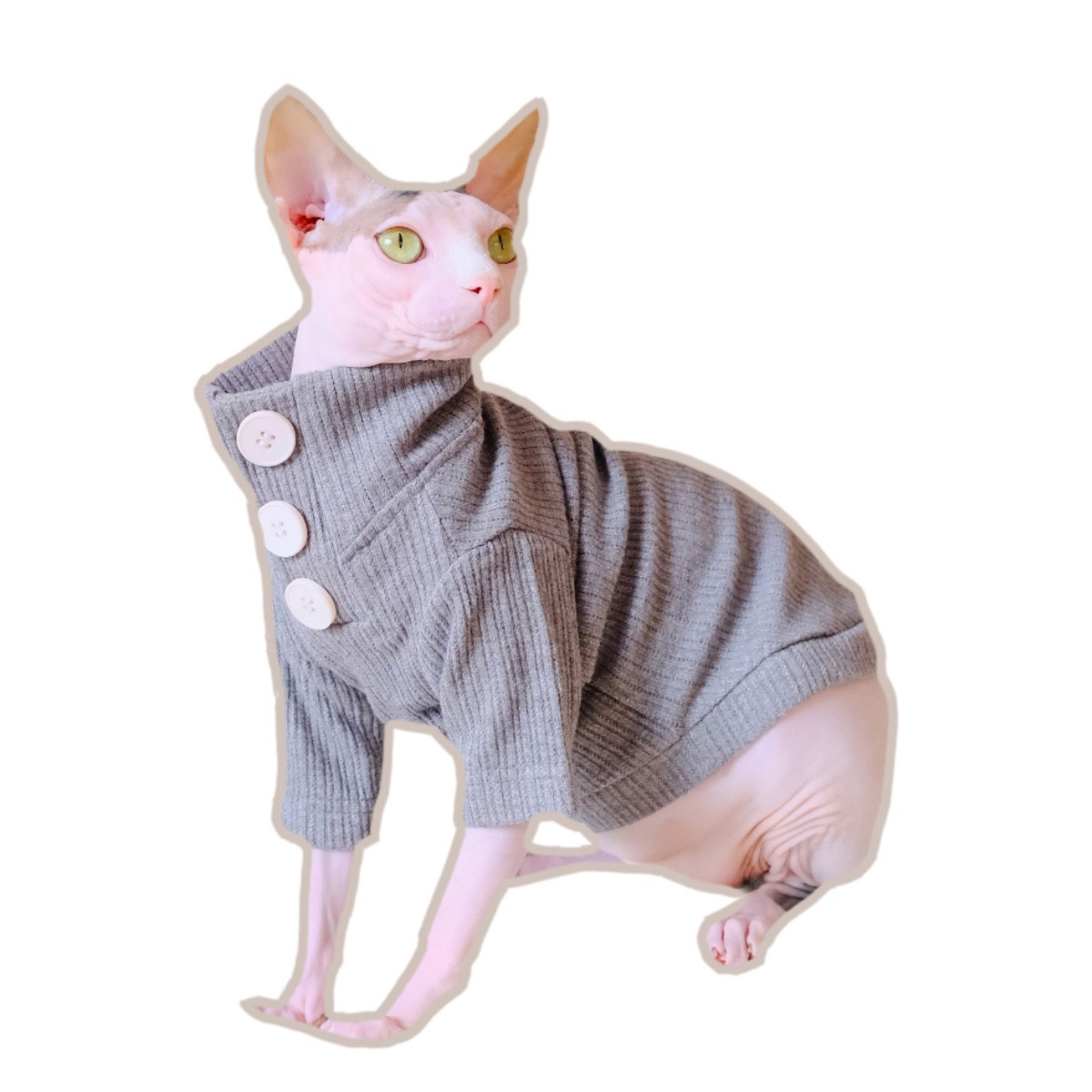 Cute Cat Sweaters for Cats Sweaters with Buttons for Sphynx Cats