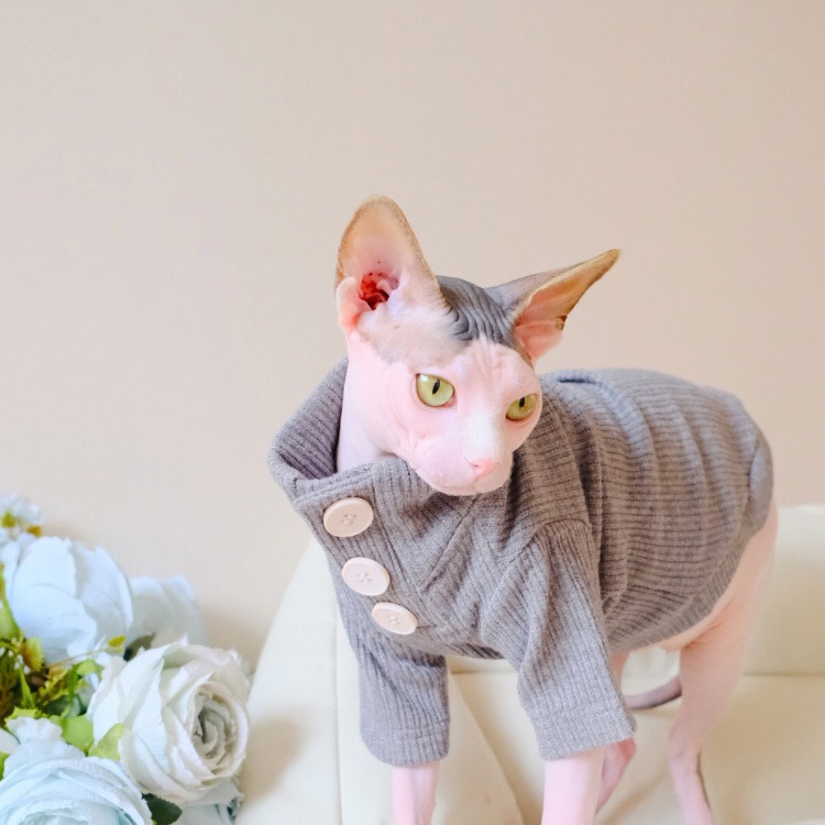 Cute Cat Sweaters for Cats Sweaters with Buttons for Sphynx Cats
