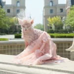 Формальное платье для сфинкса Розовое платье со шлейфом для кошки сфинкса