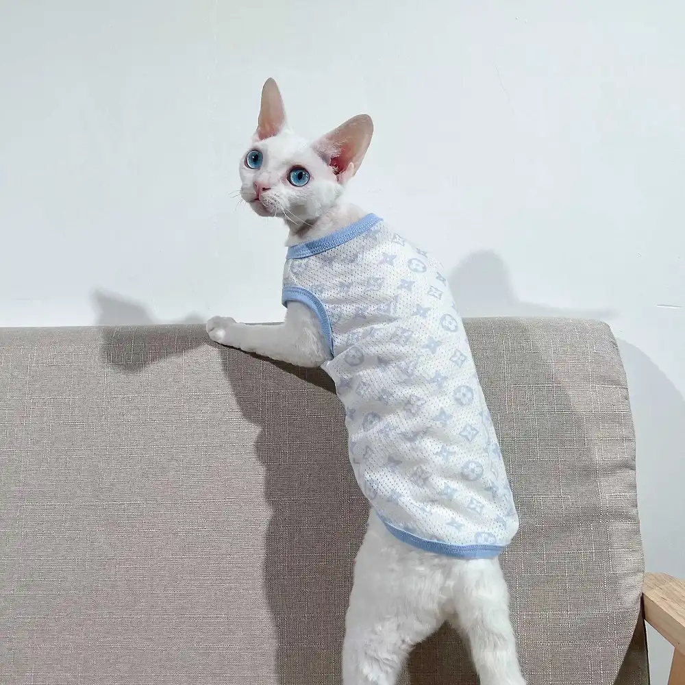 Denim Louis Vuitton T-shirt for Sphynx Cat