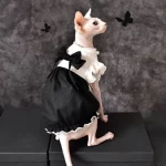 Sphynx Cat Girls Clothes | "Chanel" Dress with Bow for Sphynx Cat
