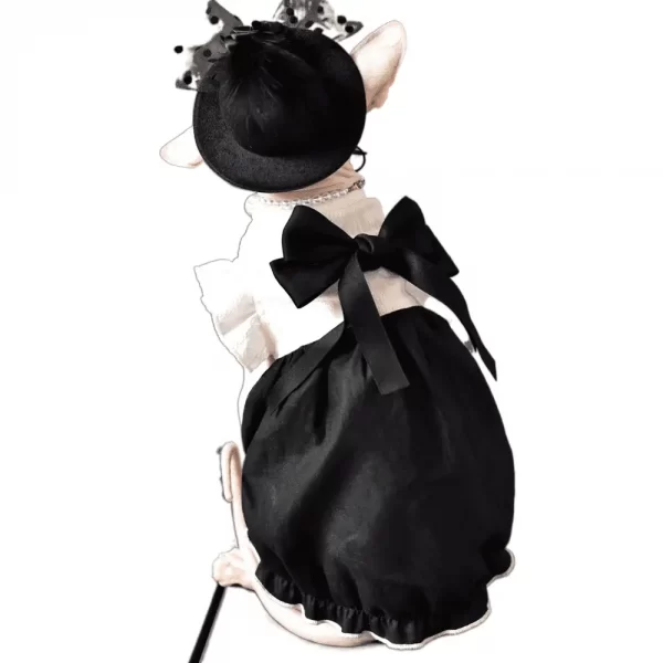 スフィンクス猫の女の子の服｜スフィンクス猫用リボン付きドレス「シャネル」。