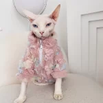 Sphynx Girl Cat Clothes-Rainbow Fur Coat-Pink