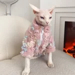 Sphynx Girl Cat Clothes-Rainbow Fur Coat-Pink