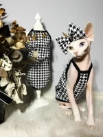 Sphynx Summer Cat Clothes-Houndstooth Tank Tops for Cats