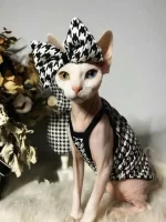 Sphynx Summer Cat Clothes-Houndstooth Tank Tops for Cats