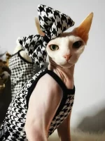 Sphynx Summer Cat Clothes-Houndstooth Tank Tops for Cats