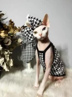 Sphynx Summer Cat Clothes-Houndstooth Tank Tops for Cats