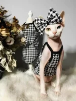 Sphynx Summer Cat Clothes-Houndstooth Tank Tops for Cats