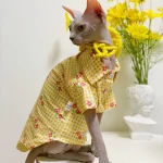 Sphynx Summer Cat Clothes Yellow Shirt Dress for Sphynx Cat
