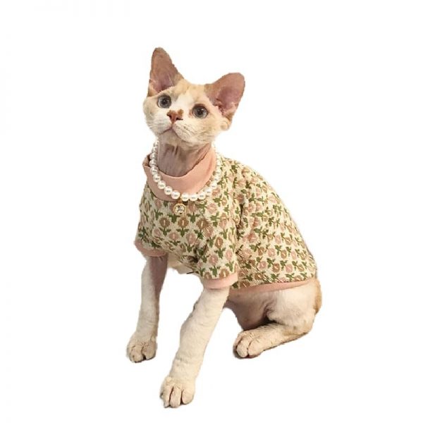Maglione per gatti senza pelo - Carino il maglione a fiori per gatti Sphynx