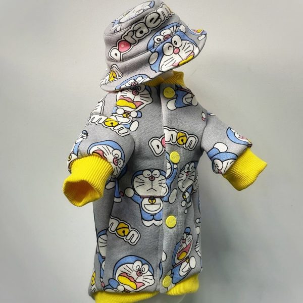 Baseball Collar Jacket for Cat | Cute Doraemon Jacket with Cap for Cat