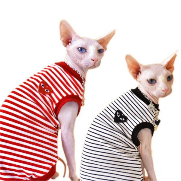 Chemises de créateur pour chat respirant Rouge, noir CDG PLAY Shirt for Cat
