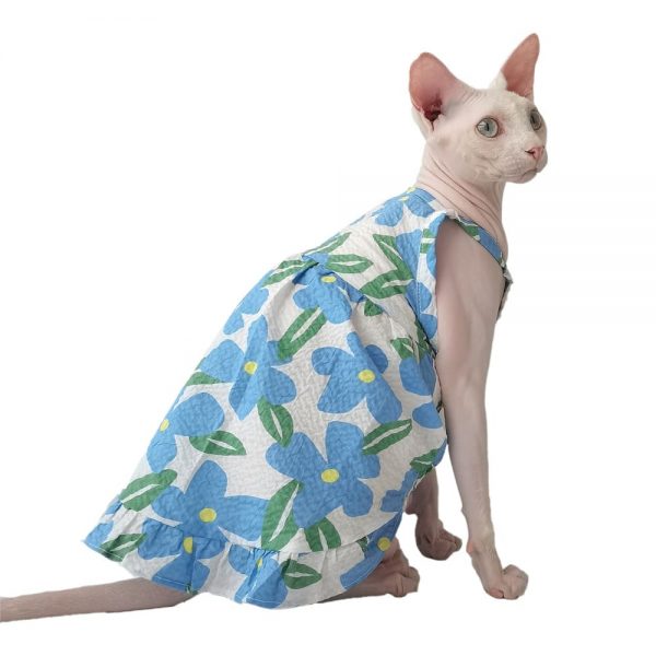 Платья для кошек цветочные | Удивительное оранжево-голубое платье для кошки