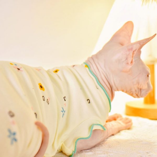 Sleeveless Shirts for Cats Breathable Pure Cotton Shirt for Sphynx Cat
