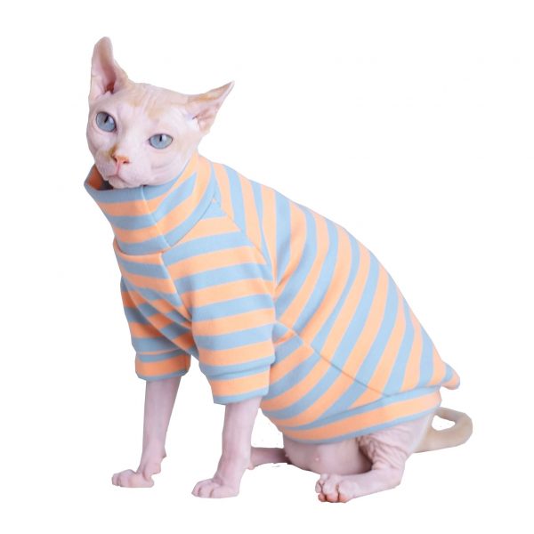 スフィンクス猫の服 ストライプ 最高の通気性を誇るスフィンクス猫用シャツ