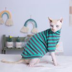 Vestiti per gatti Sphynx a righe Migliore camicia traspirante per gatti Sphynx