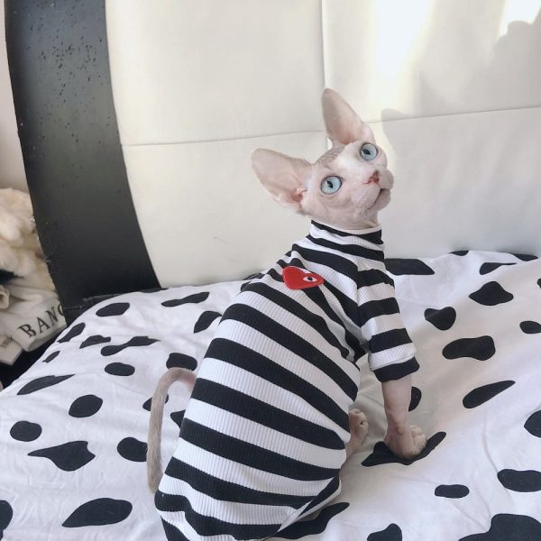 Sphynx Cat Clothes Stripes Best Breathable Shirt for Sphynx Cat