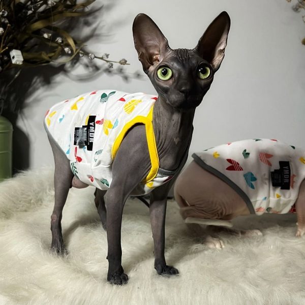 Summer Tank Top for Sphynx Grey and Yellow Tank Top for Cat