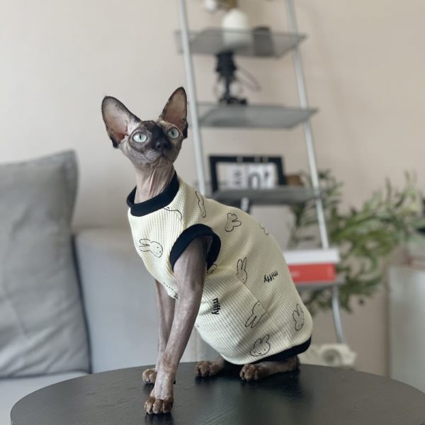Waffle Shirt for Cat Breathable Miffy Shirt Tank Top for Cats