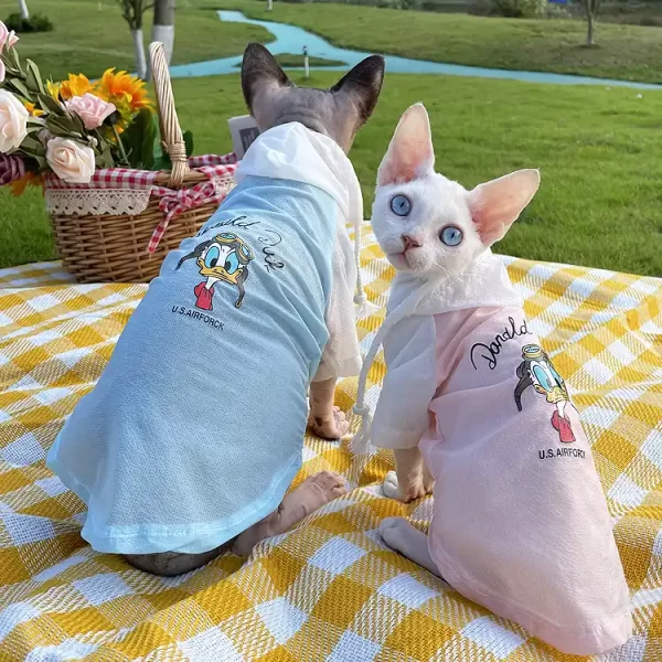 Summer Shirt for Sphynx-Sun Protection T-shirt with Hood