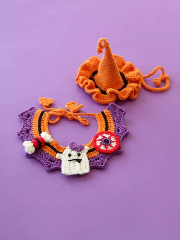 Halloween Crochet Collars Hats for Cats Cute Halloween Accessories