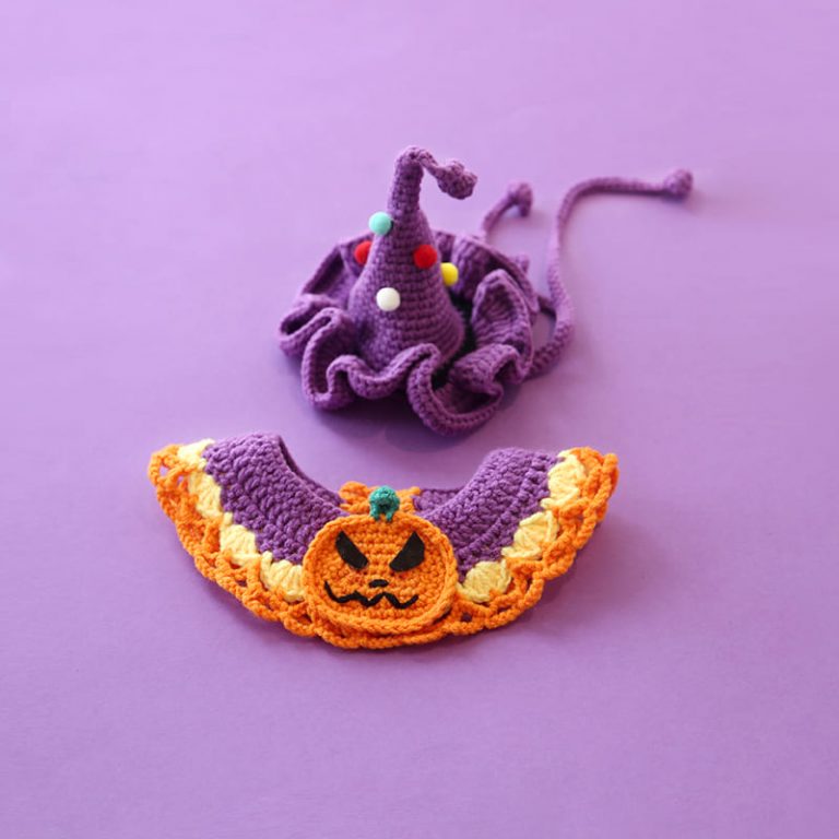 Halloween Crochet Collars Hats for Cats Cute Halloween Accessories
