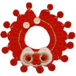 Handmade Crocheted Lion Dance Head Hat Collar for Cat