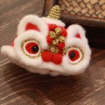 Handmade Crocheted Lion Dance Head Hat Collar for Cat