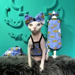 Purple Tank Tops Set for Sphynx Cats