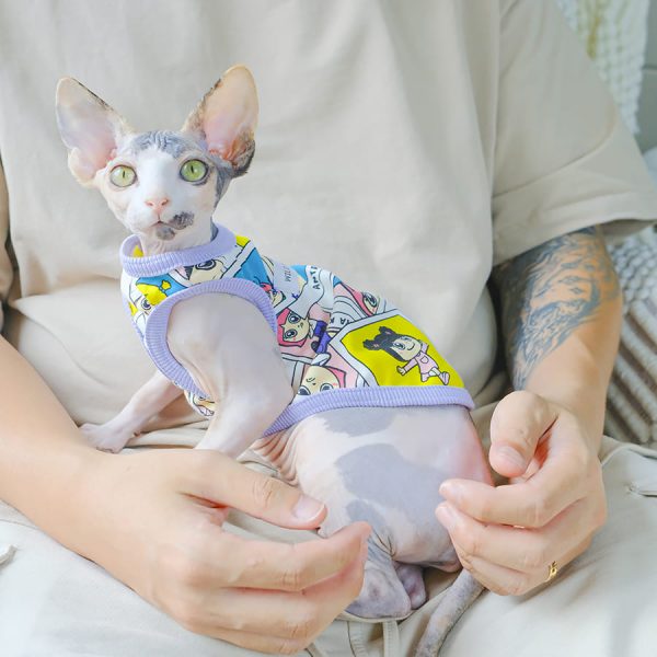 Purple Vest Sling for Sphynx Cat Cute Tanktop for Sphynx Cat in Summer