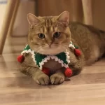 Weihnachtshalsbänder für Katzen Niedliches gestricktes Katzenhalsband von YESWARMG