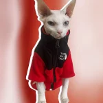 Designer Sherpa Coat for Sphynx - Red