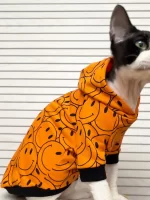 Orange Smiley Face Hoodies for Cats