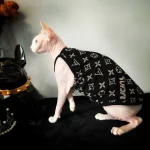 Black Classic LV Camisole Tank Top for Sphynx