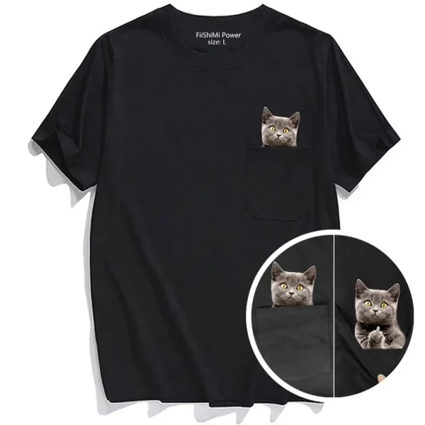 Funny Cat Pocket T-Shirt