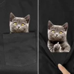 Funny Cat Pocket T-Shirt