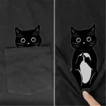 Camiseta de bolsillo Funny Cat