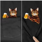 Camiseta de bolsillo Funny Cat