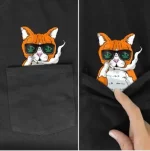 Funny Cat Pocket T-Shirt