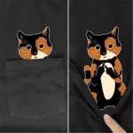 Funny Cat Pocket T-Shirt