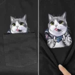 Funny Cat Pocket T-Shirt