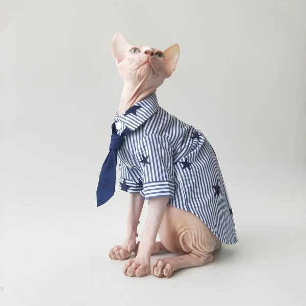 Cotton Breathable Striped Shirt for Sphynx