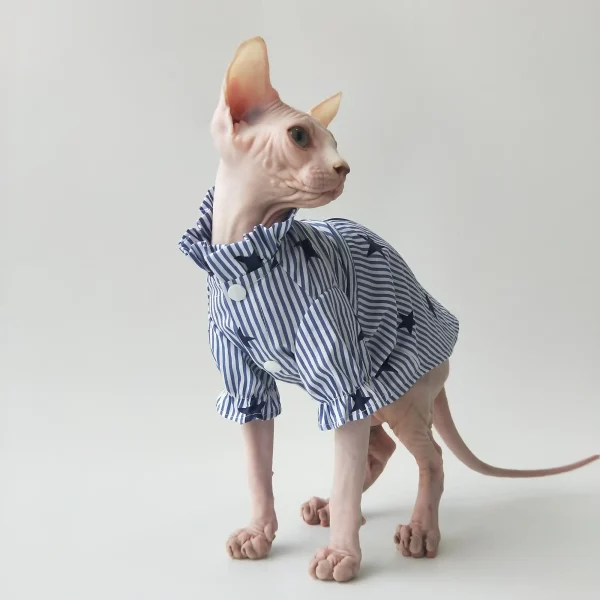 Cotton Breathable Striped Shirt for Sphynx