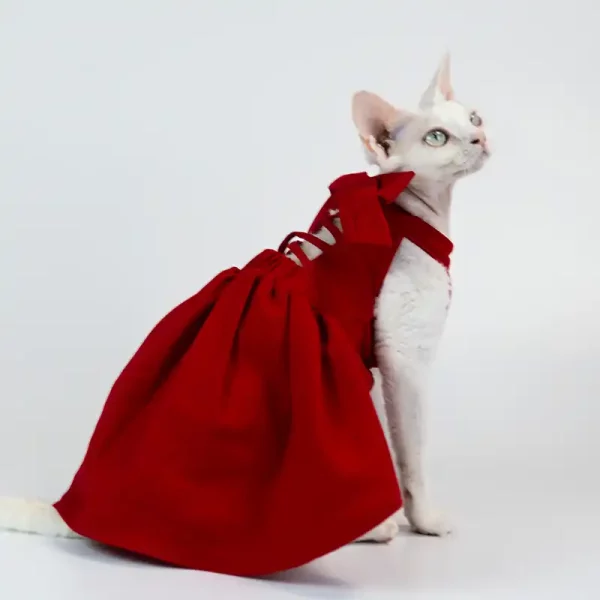 Red Dress with Bow for Hairless Cats