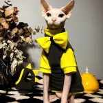 Yellow Dinosaur Costume Set for Sphynx