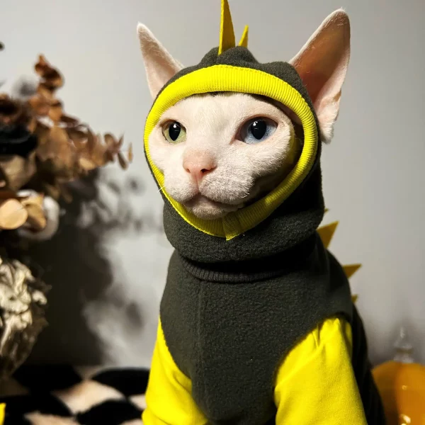 Yellow Dinosaur Costume Set for Sphynx