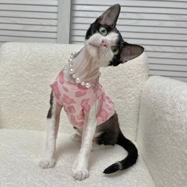 Pink Leopard Tank Tops for Sphynx, Devon Rex